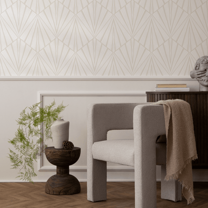 Neutral Art Deco Wallpaper / Peel and Stick Wallpaper Removable Wallpaper Home Decor Wall Art Wall Decor Room Decor - C857