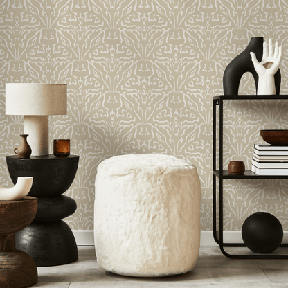 Neutral Boho Abstract Wallpaper / Peel and Stick Wallpaper Removable Wallpaper Home Decor Wall Art Wall Decor Room Decor - C858