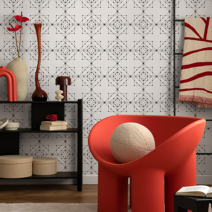 Black and White Geometric Wallpaper / Peel and Stick Wallpaper Removable Wallpaper Home Decor Wall Art Wall Decor Room Decor - C867