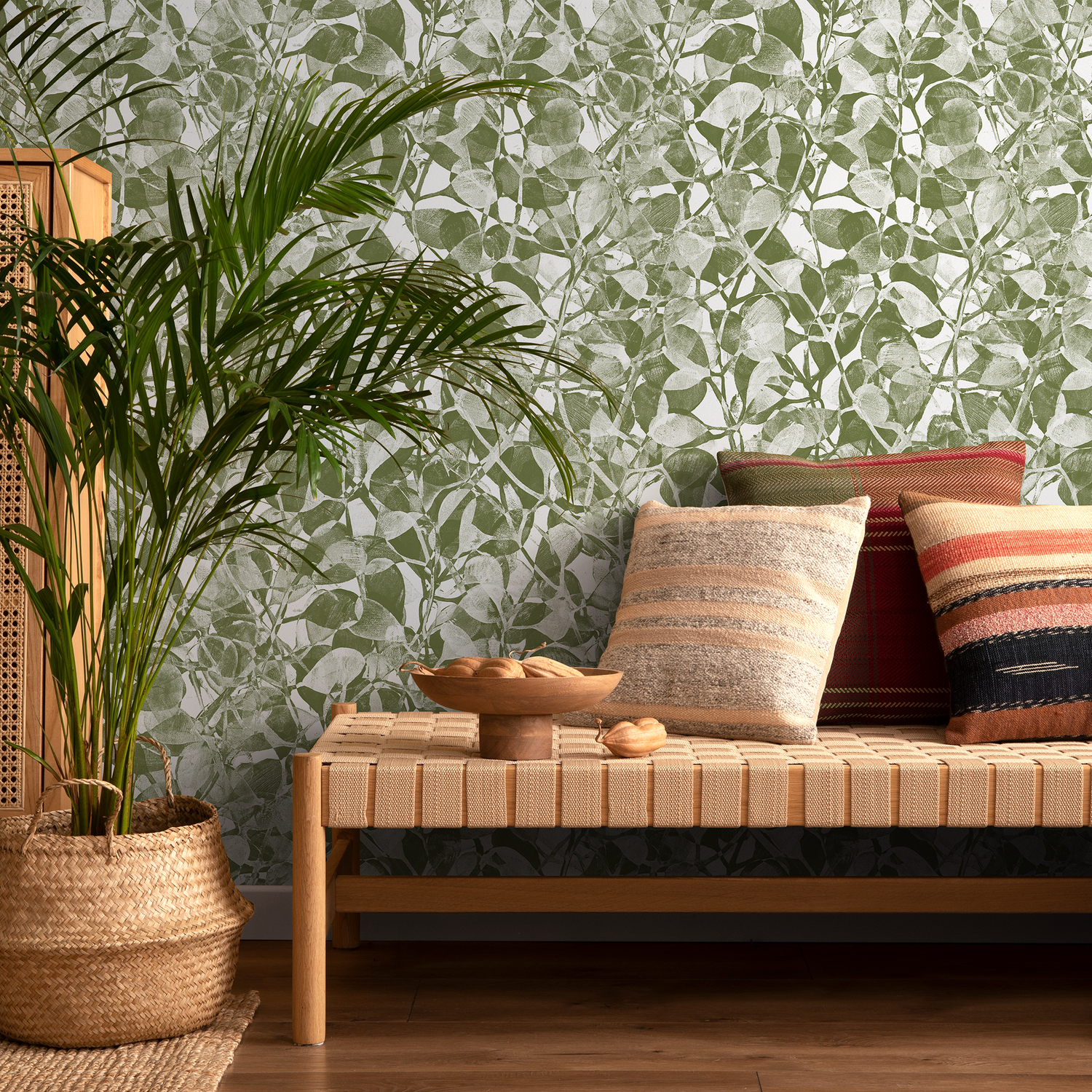Papel pintado de hojas verdes de acuarela / Papel pintado autoadhesivo / Papel pintado extraíble / Decoración del hogar / Arte de pared / Decoración de habitación - C874