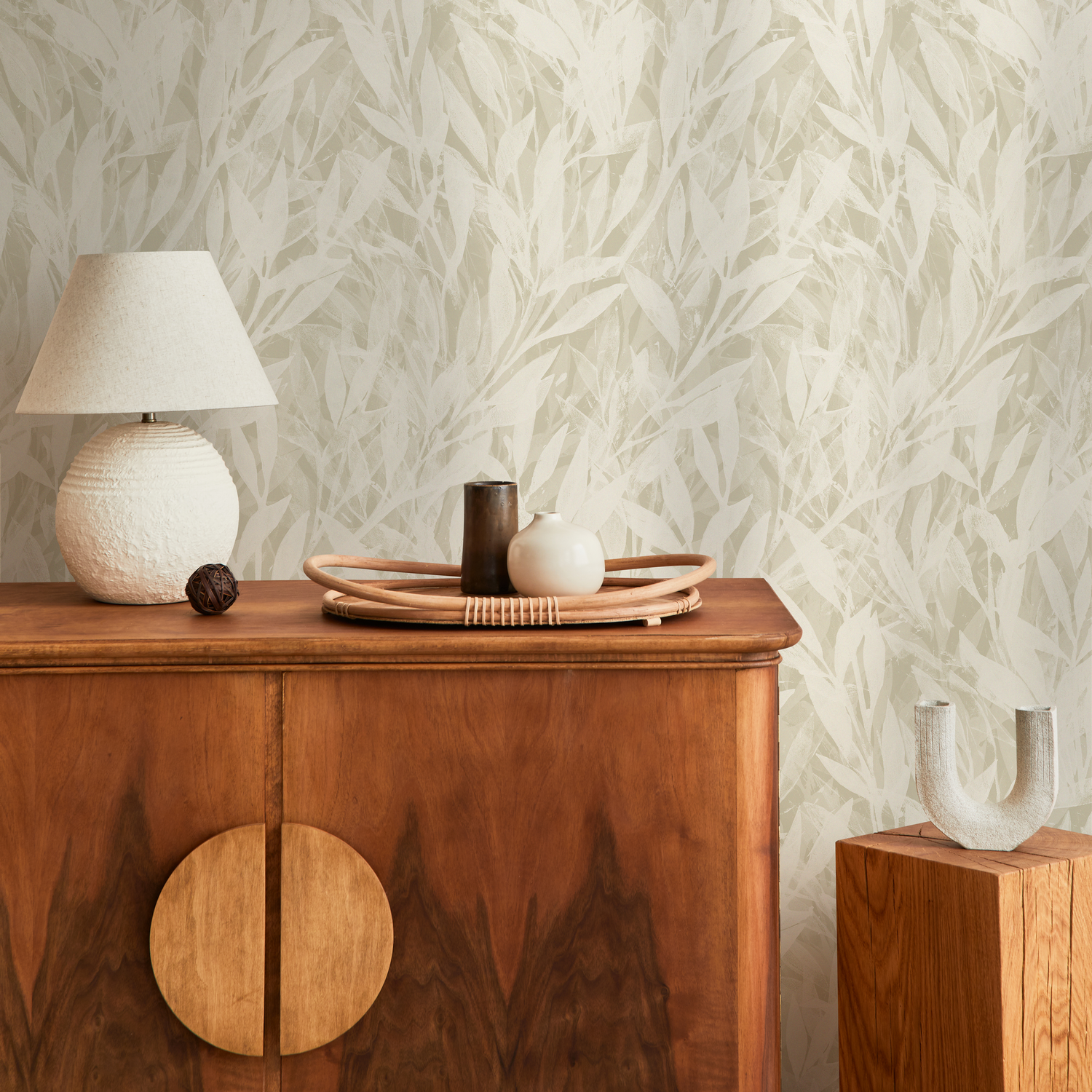 Papel pintado de hojas bohemias beige / Papel pintado autoadhesivo / Papel pintado extraíble / Decoración del hogar / Arte de pared / Decoración de habitación - C876