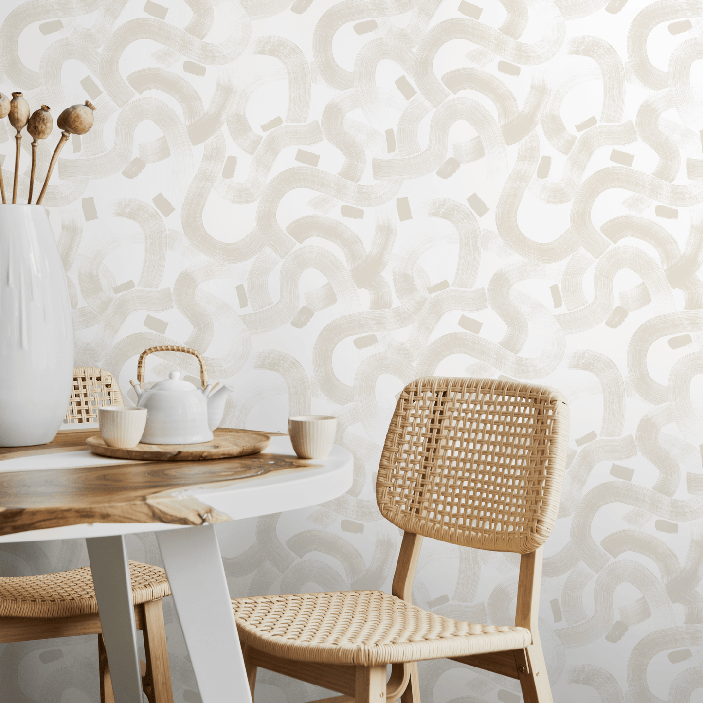 Beige Boho Brush Wallpaper / Peel and Stick Wallpaper Removable Wallpaper Home Decor Wall Art Wall Decor Room Decor - C880