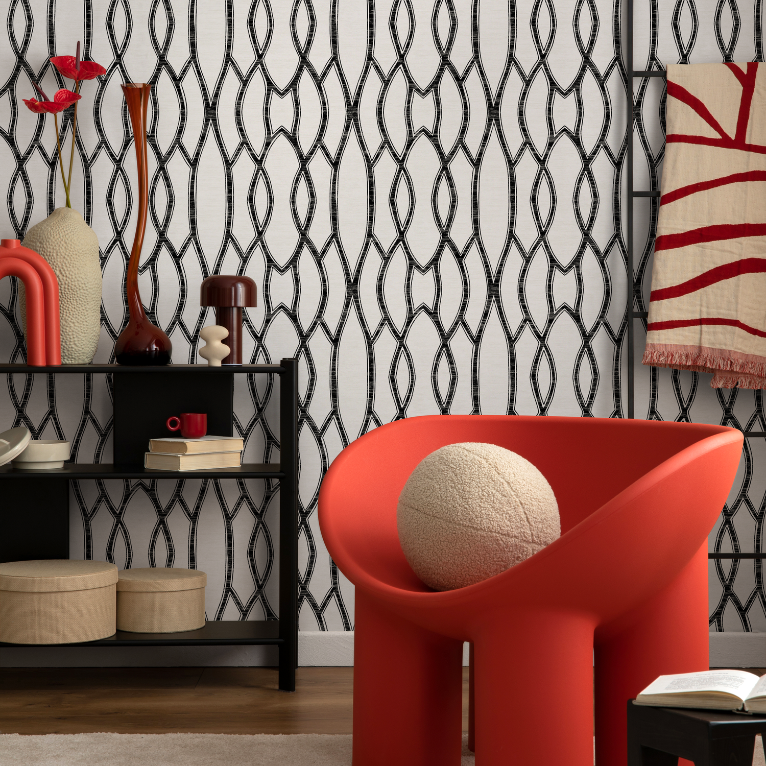 Papier peint moderne noir et blanc / Papier peint autocollant amovible Décoration d'intérieur Art mural Décoration murale Décoration de chambre - C887