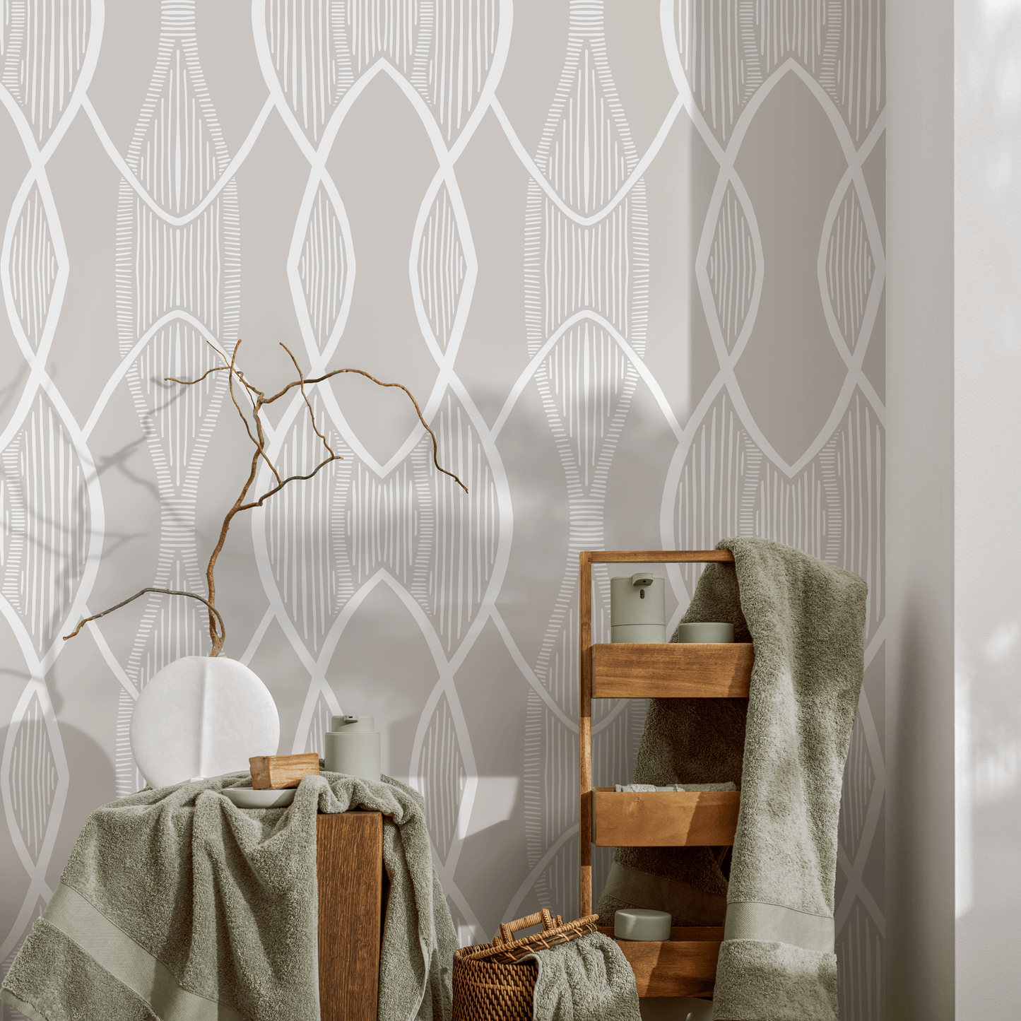 Neutral Abstract Boho Wallpaper / Peel and Stick Wallpaper Removable Wallpaper Home Decor Wall Art Wall Decor Room Decor - C892