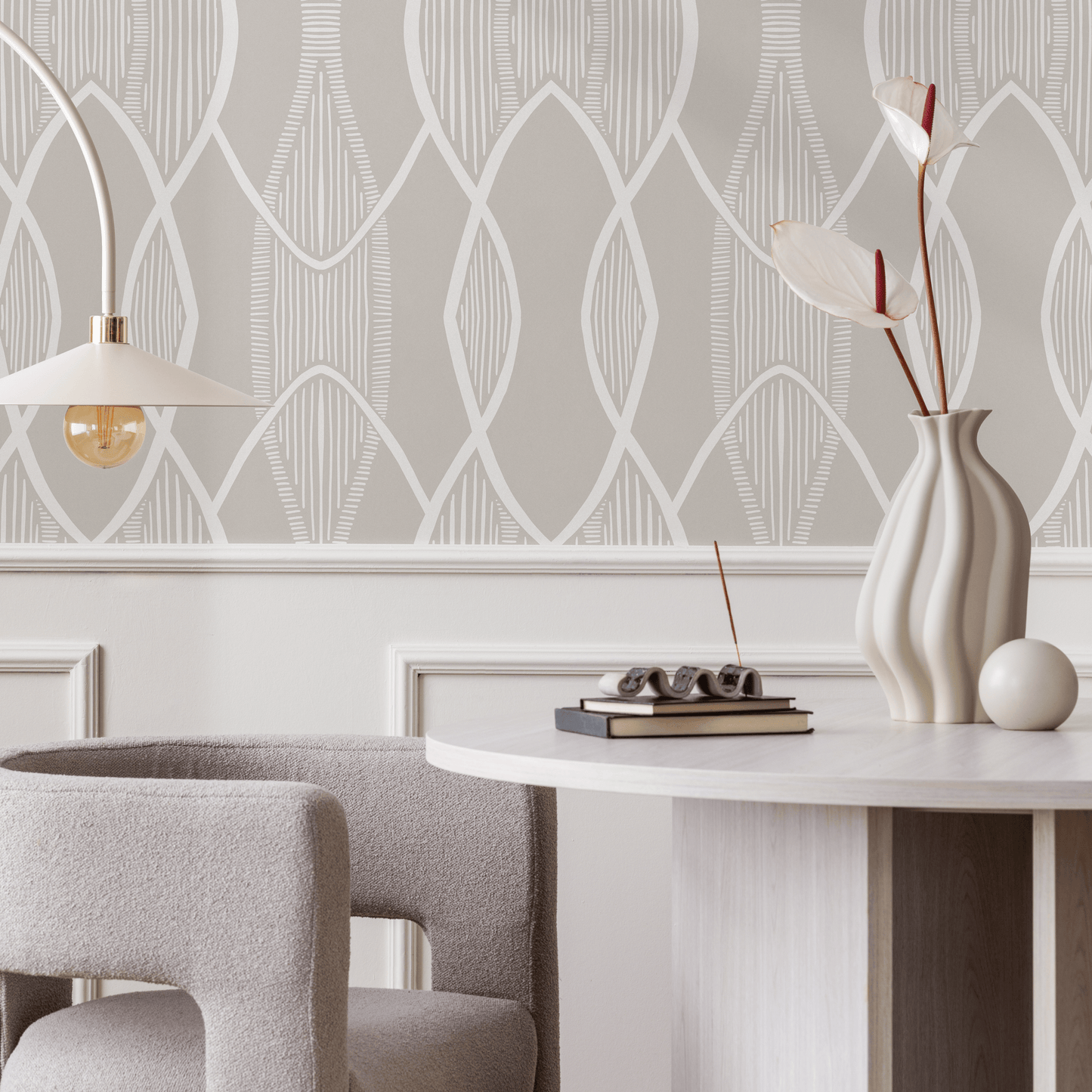 Neutral Abstract Boho Wallpaper / Peel and Stick Wallpaper Removable Wallpaper Home Decor Wall Art Wall Decor Room Decor - C892