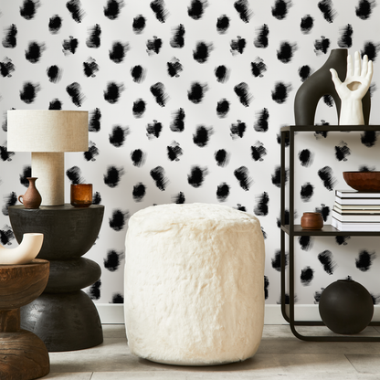 Black and White Speckle Dots Wallpaper / Peel and Stick Wallpaper Removable Wallpaper Home Decor Wall Art Wall Decor Room Decor - C895