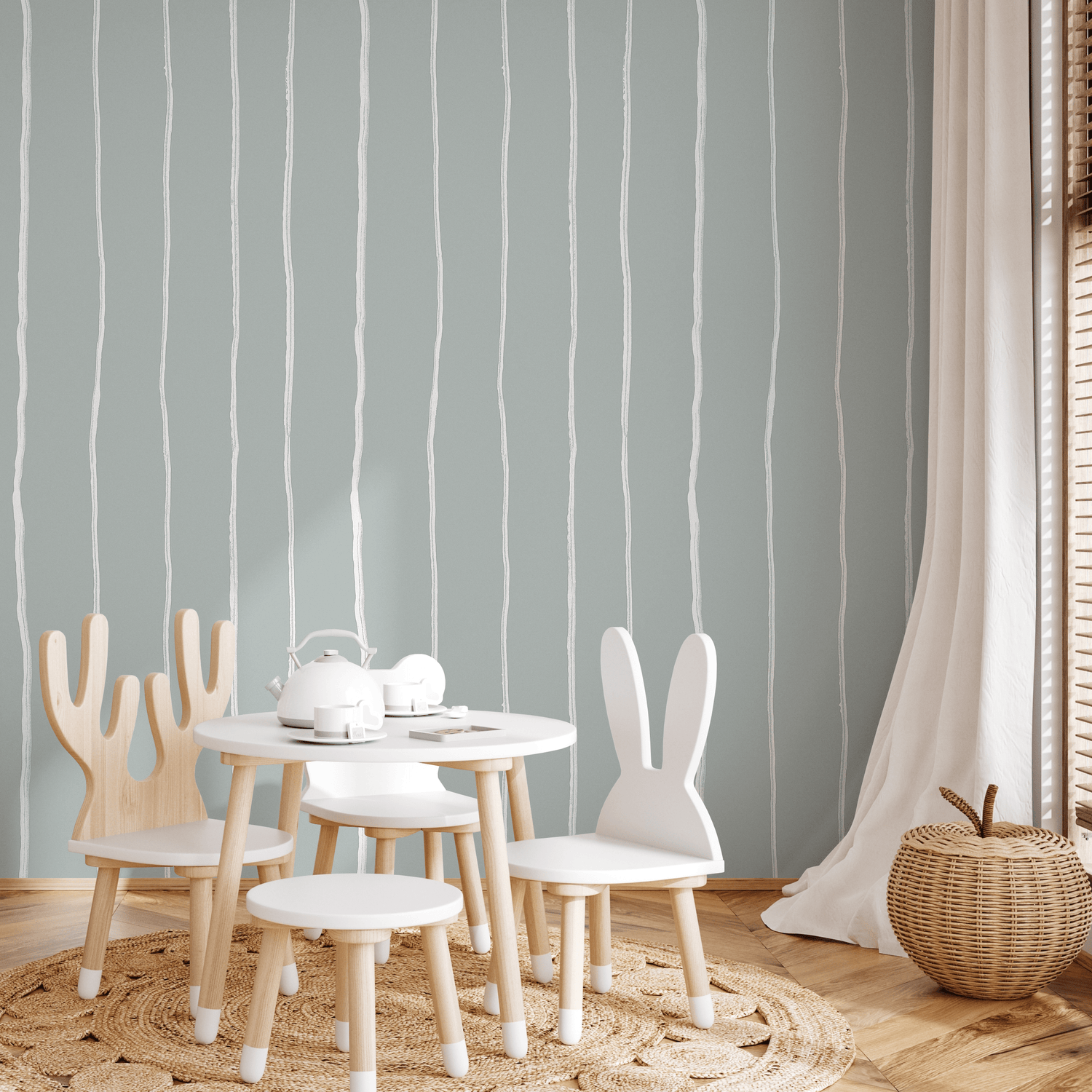 Papier peint minimaliste à rayures menthe / Papier peint autocollant amovible Décoration d'intérieur Art mural Décoration murale Décoration de chambre - C897