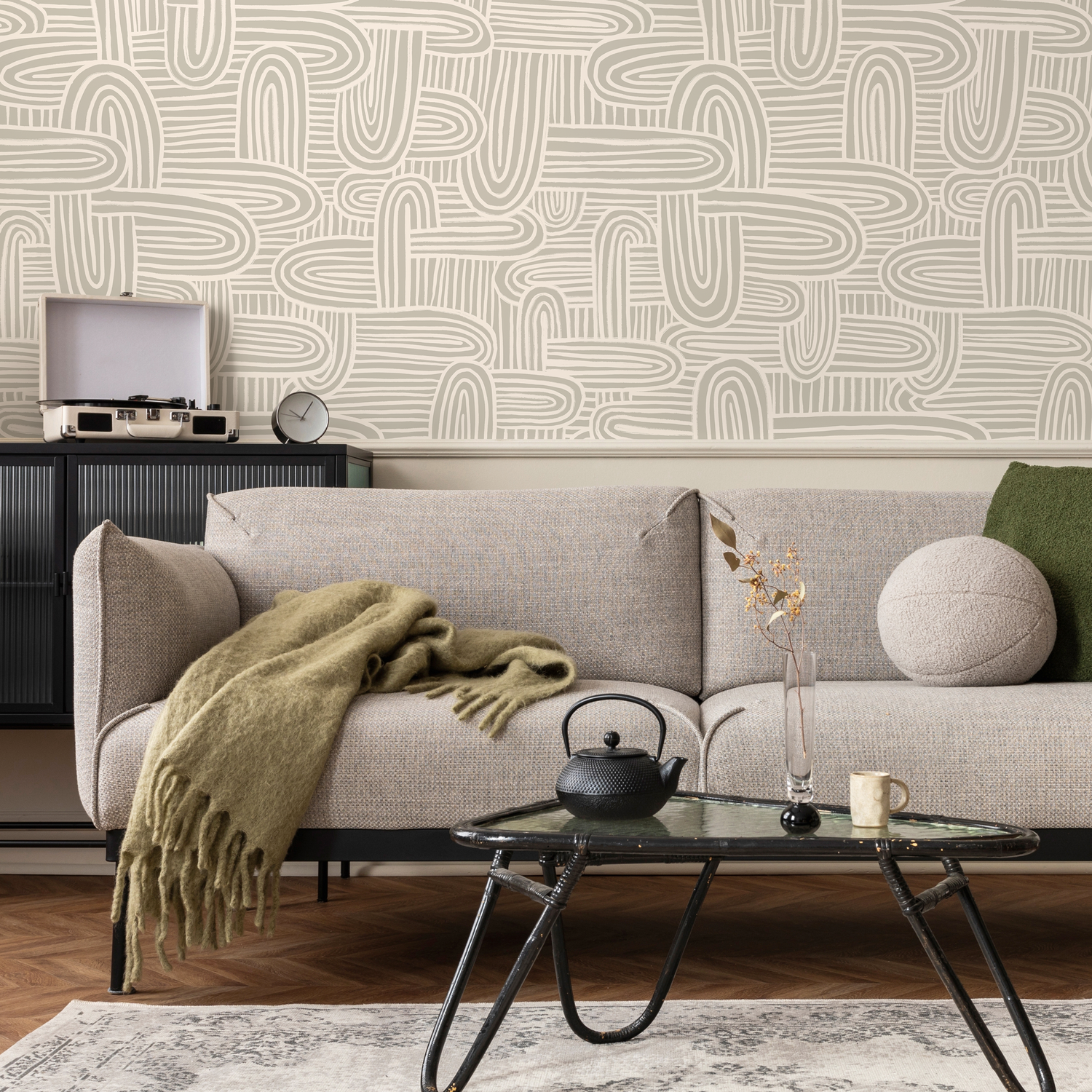 Papel pintado abstracto beige con pinceladas / Papel pintado autoadhesivo / Papel pintado extraíble / Decoración del hogar / Arte de pared / Decoración de habitación - C906