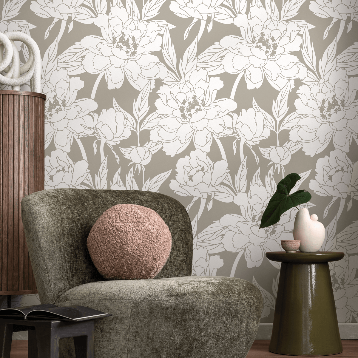 Neutral Boho Floral Wallpaper / Peel and Stick Wallpaper Removable Wallpaper Home Decor Wall Art Wall Decor Room Decor - C915 - ONDECOR.COM