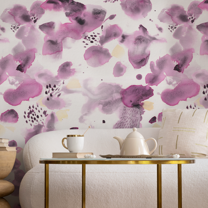 Purple Abstract Watercolor Wallpaper / Peel and Stick Wallpaper Removable Wallpaper Home Decor Wall Art Wall Decor Room Decor - C918