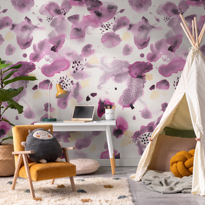 Purple Abstract Watercolor Wallpaper / Peel and Stick Wallpaper Removable Wallpaper Home Decor Wall Art Wall Decor Room Decor - C918