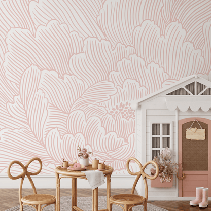 Pink Large Floral Wallpaper / Peel and Stick Wallpaper Removable Wallpaper Home Decor Wall Art Wall Decor Room Decor - C923