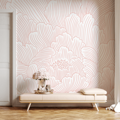 Pink Large Floral Wallpaper / Peel and Stick Wallpaper Removable Wallpaper Home Decor Wall Art Wall Decor Room Decor - C923