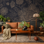Black and Gold Large Floral Wallpaper / Peel and Stick Wallpaper Removable Wallpaper Home Decor Wall Art Wall Decor Room Decor - C925 - ONDECOR.COM