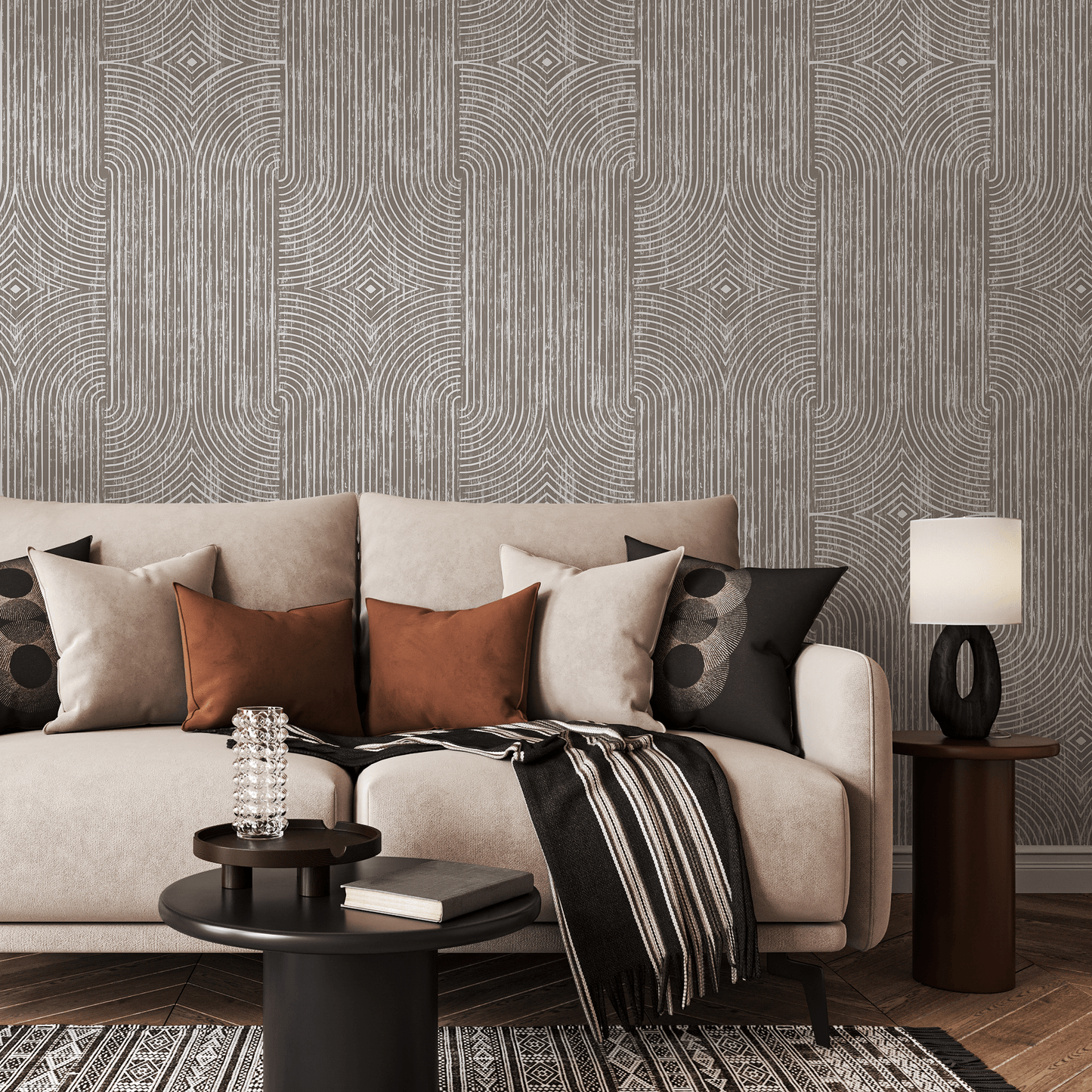 Beige Boho Abstract Wallpaper / Peel and Stick Wallpaper Removable Wallpaper Home Decor Wall Art Wall Decor Room Decor - C926