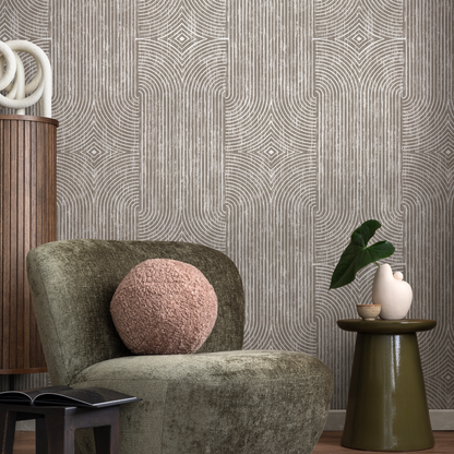 Beige Boho Abstract Wallpaper / Peel and Stick Wallpaper Removable Wallpaper Home Decor Wall Art Wall Decor Room Decor - C926