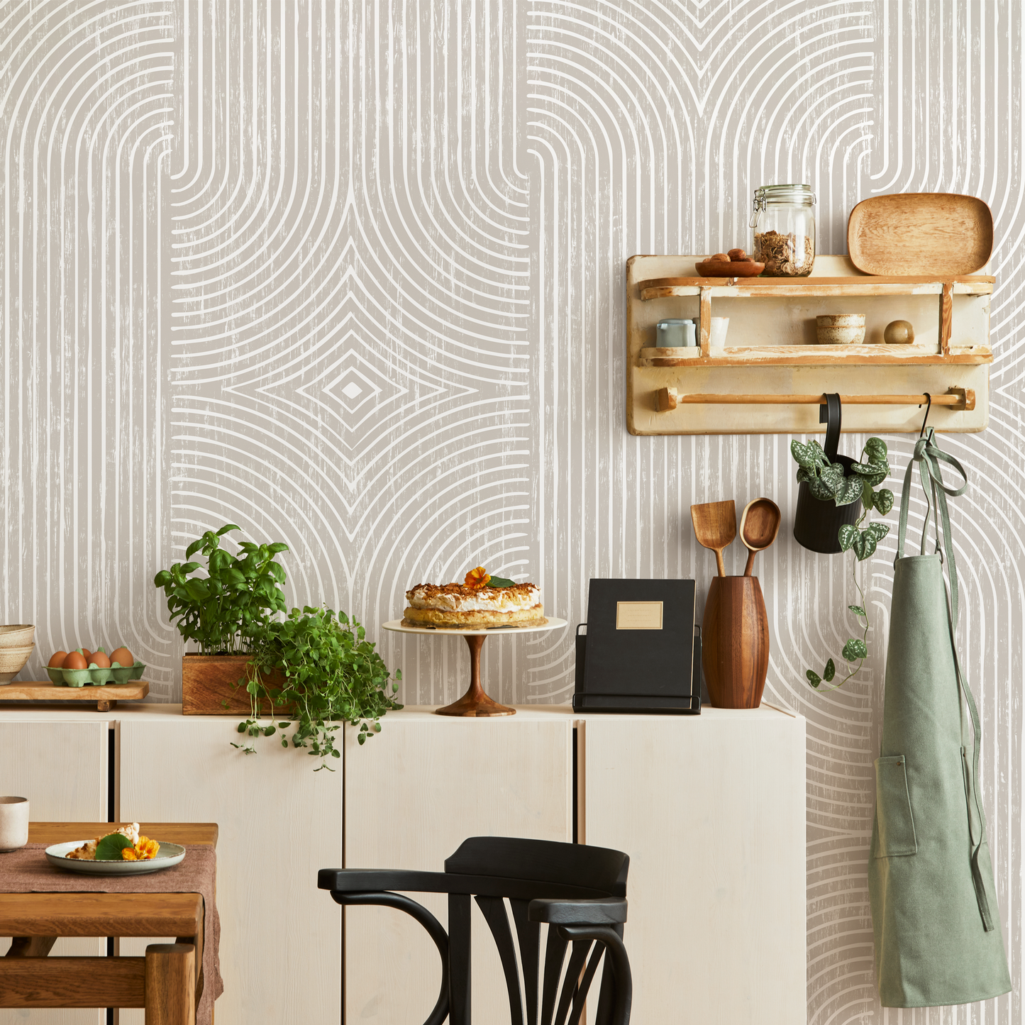 Neutral Boho Abstract Wallpaper / Peel and Stick Wallpaper Removable Wallpaper Home Decor Wall Art Wall Decor Room Decor - C927