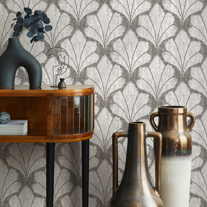 Gray Vintage Floral Wallpaper / Peel and Stick Wallpaper Removable Wallpaper Home Decor Wall Art Wall Decor Room Decor - C928