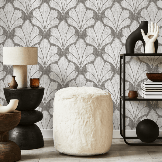 Gray Vintage Floral Wallpaper / Peel and Stick Wallpaper Removable Wallpaper Home Decor Wall Art Wall Decor Room Decor - C928