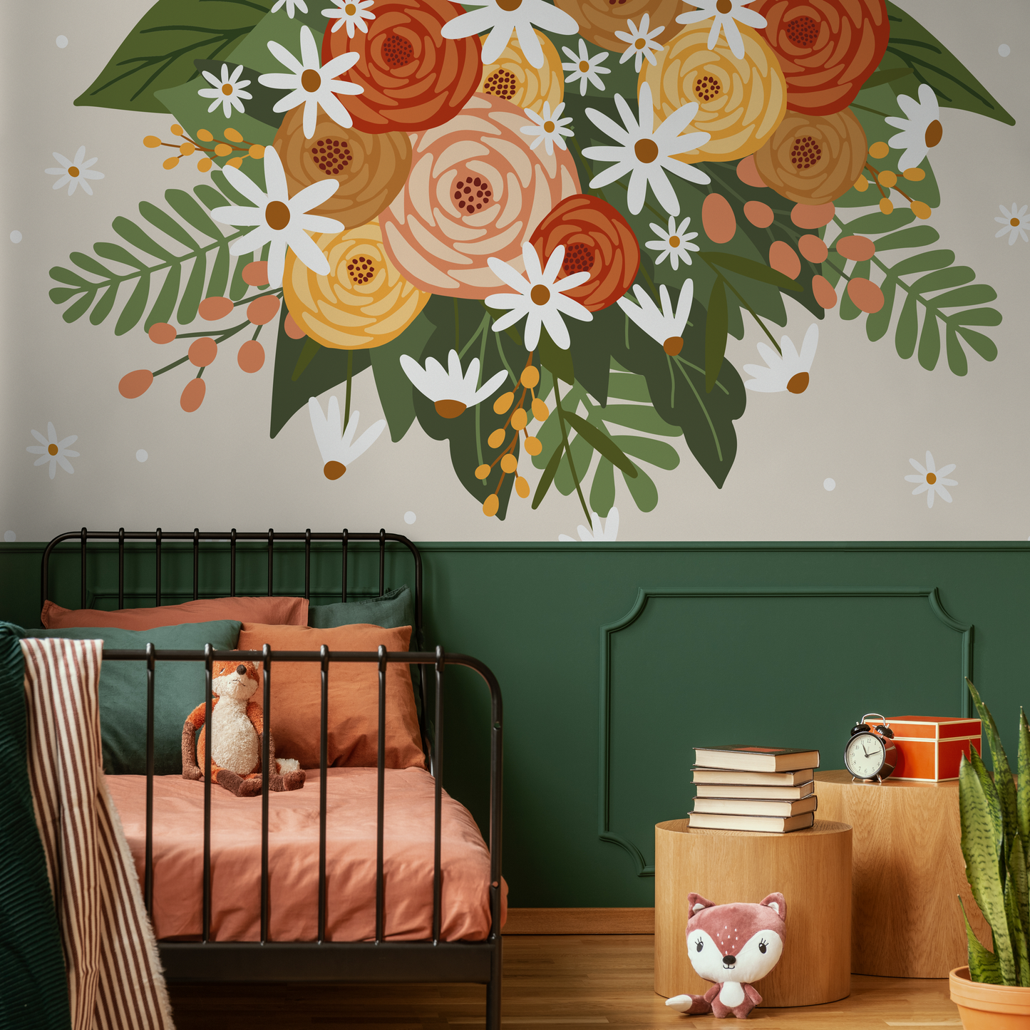 Mural Floral Garden Wallpaper / Peel and Stick Wallpaper Removable Wallpaper Home Decor Wall Art Wall Decor Room Decor - C931