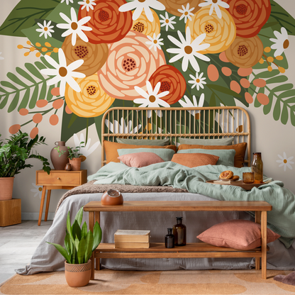 Mural Floral Garden Wallpaper / Peel and Stick Wallpaper Removable Wallpaper Home Decor Wall Art Wall Decor Room Decor - C931