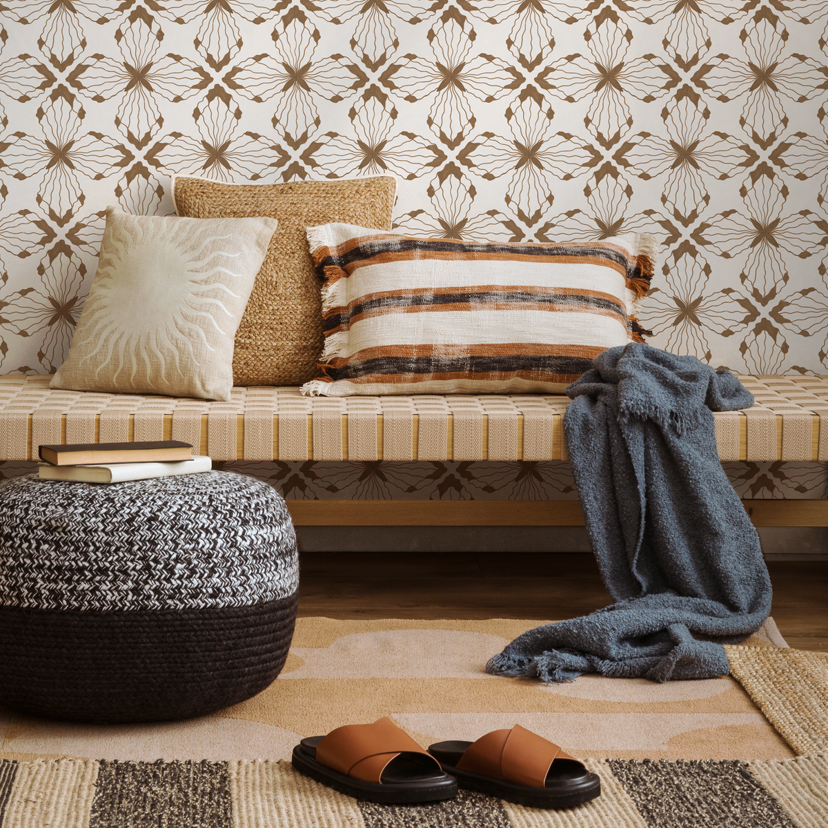 Boho Floral Tile Wallpaper / Peel and Stick Wallpaper Removable Wallpaper Home Decor Wall Art Wall Decor Room Decor - C935 - ONDECOR.COM