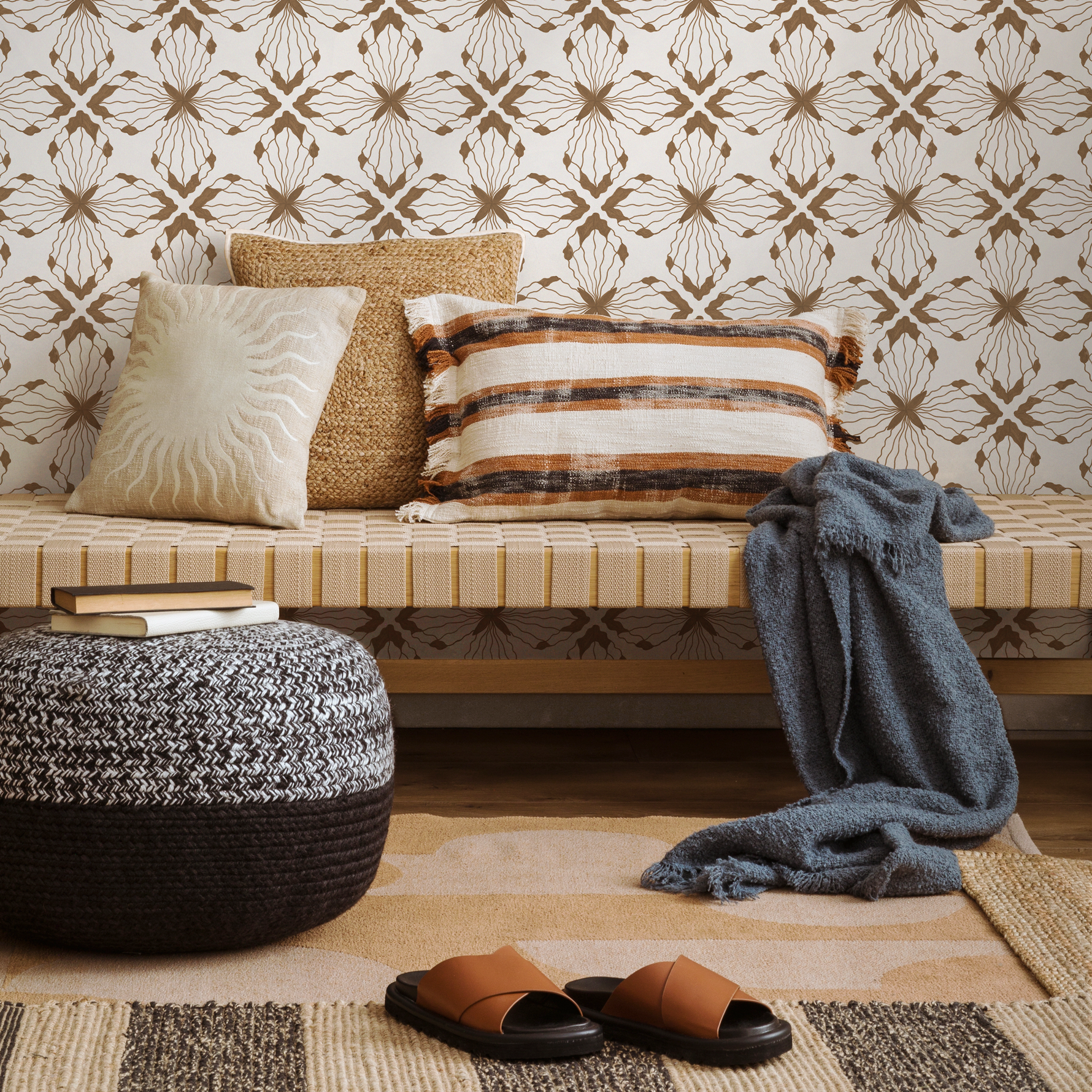 Boho Floral Tile Wallpaper / Peel and Stick Wallpaper Removable Wallpaper Home Decor Wall Art Wall Decor Room Decor - C935 - ONDECOR.COM