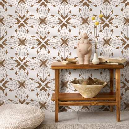 Boho Floral Tile Wallpaper / Peel and Stick Wallpaper Removable Wallpaper Home Decor Wall Art Wall Decor Room Decor - C935