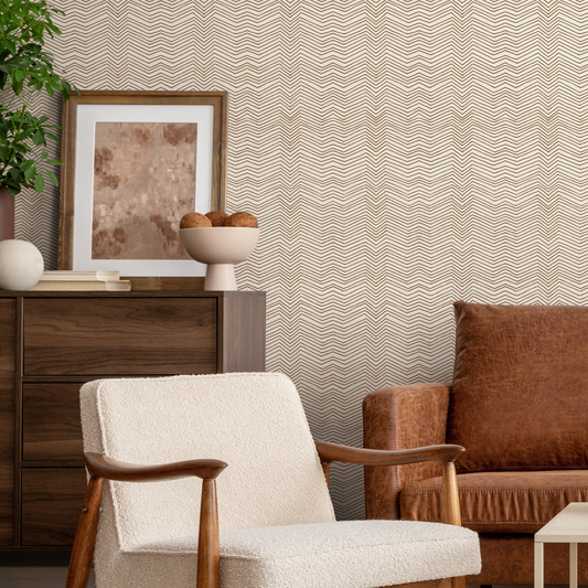 Beige Chevron Boho Wallpaper / Peel and Stick Wallpaper Removable Wallpaper Home Decor Wall Art Wall Decor Room Decor - C937