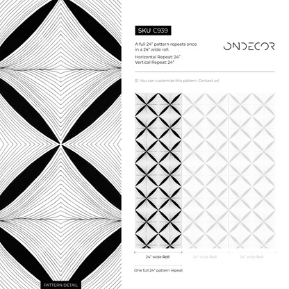 Black and White Geometric Wallpaper / Peel and Stick Wallpaper Removable Wallpaper Home Decor Wall Art Wall Decor Room Decor -C939