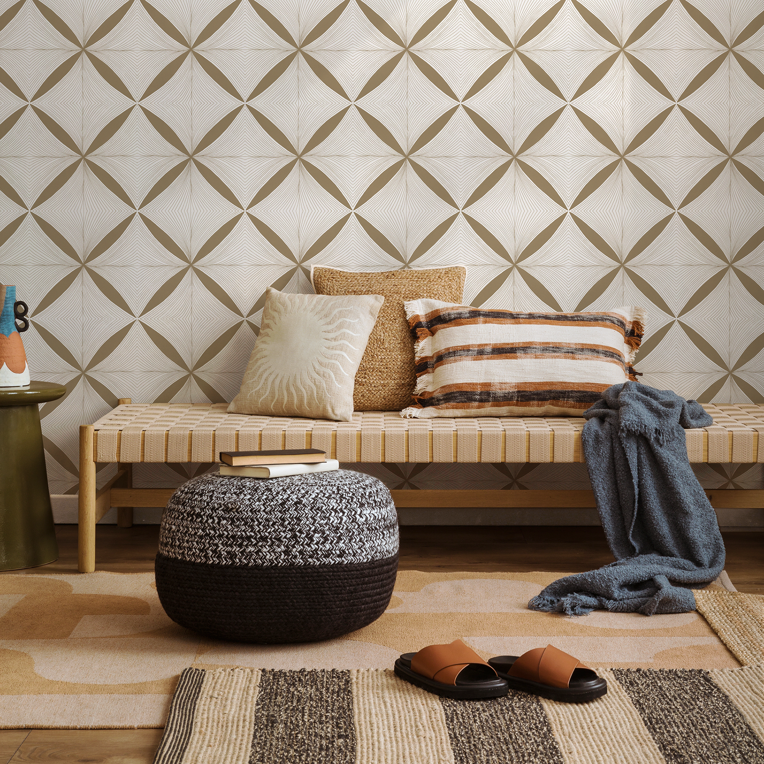 Papel pintado geométrico beige / Papel pintado autoadhesivo / Papel pintado extraíble / Decoración del hogar / Arte de pared / Decoración de habitación - C940