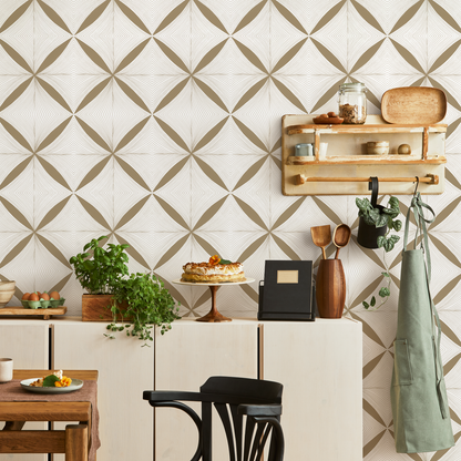 Beige Geometric Wallpaper / Peel and Stick Wallpaper Removable Wallpaper Home Decor Wall Art Wall Decor Room Decor - C940