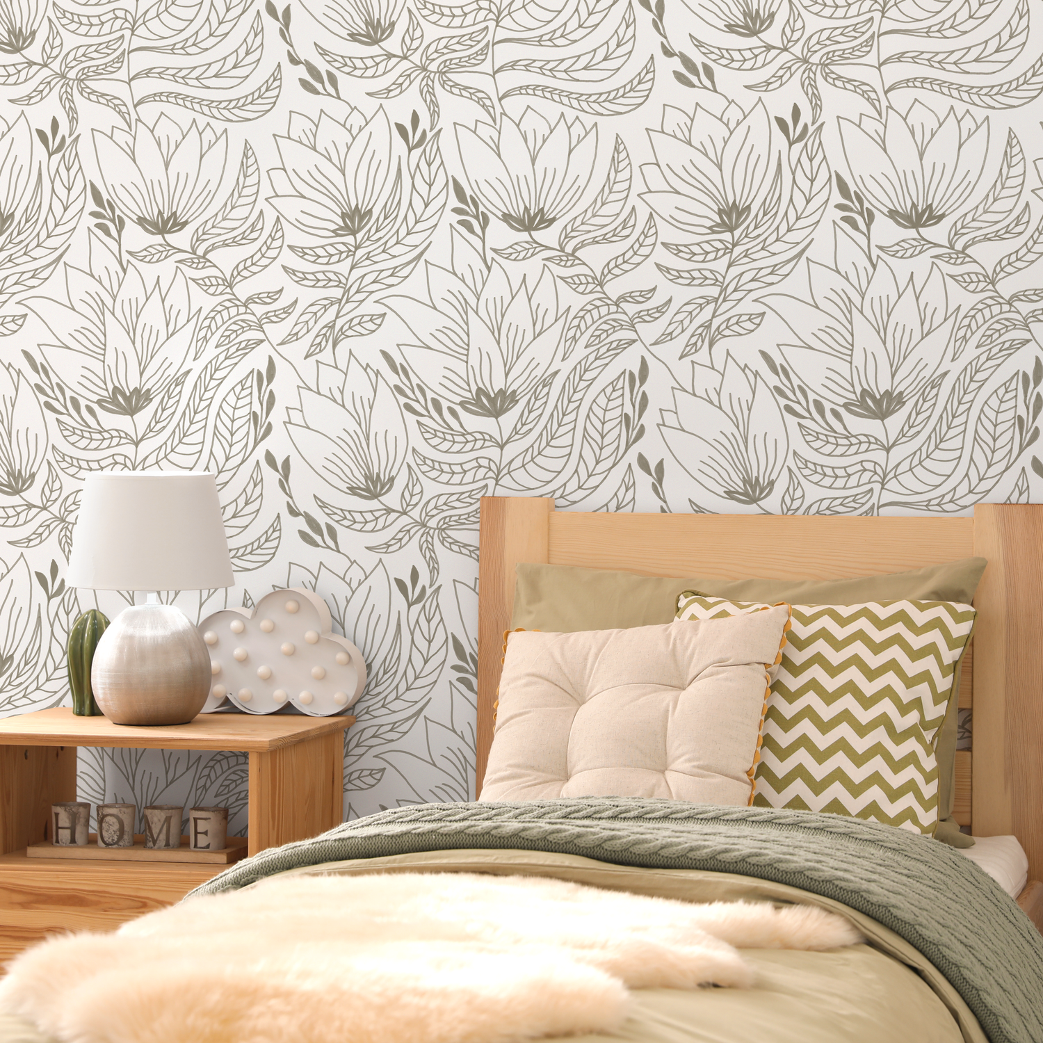 Papel pintado bohemio con diseño floral y hojas, autoadhesivo, removible, para decoración del hogar, arte de pared, decoración de habitaciones - C941