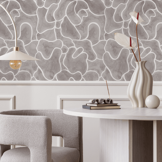 Gray Abstract Watercolor Wallpaper / Peel and Stick Wallpaper Removable Wallpaper Home Decor Wall Art Wall Decor Room Decor - C943