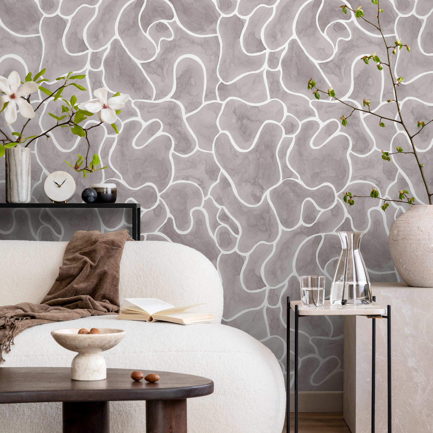 Gray Abstract Watercolor Wallpaper / Peel and Stick Wallpaper Removable Wallpaper Home Decor Wall Art Wall Decor Room Decor - C943