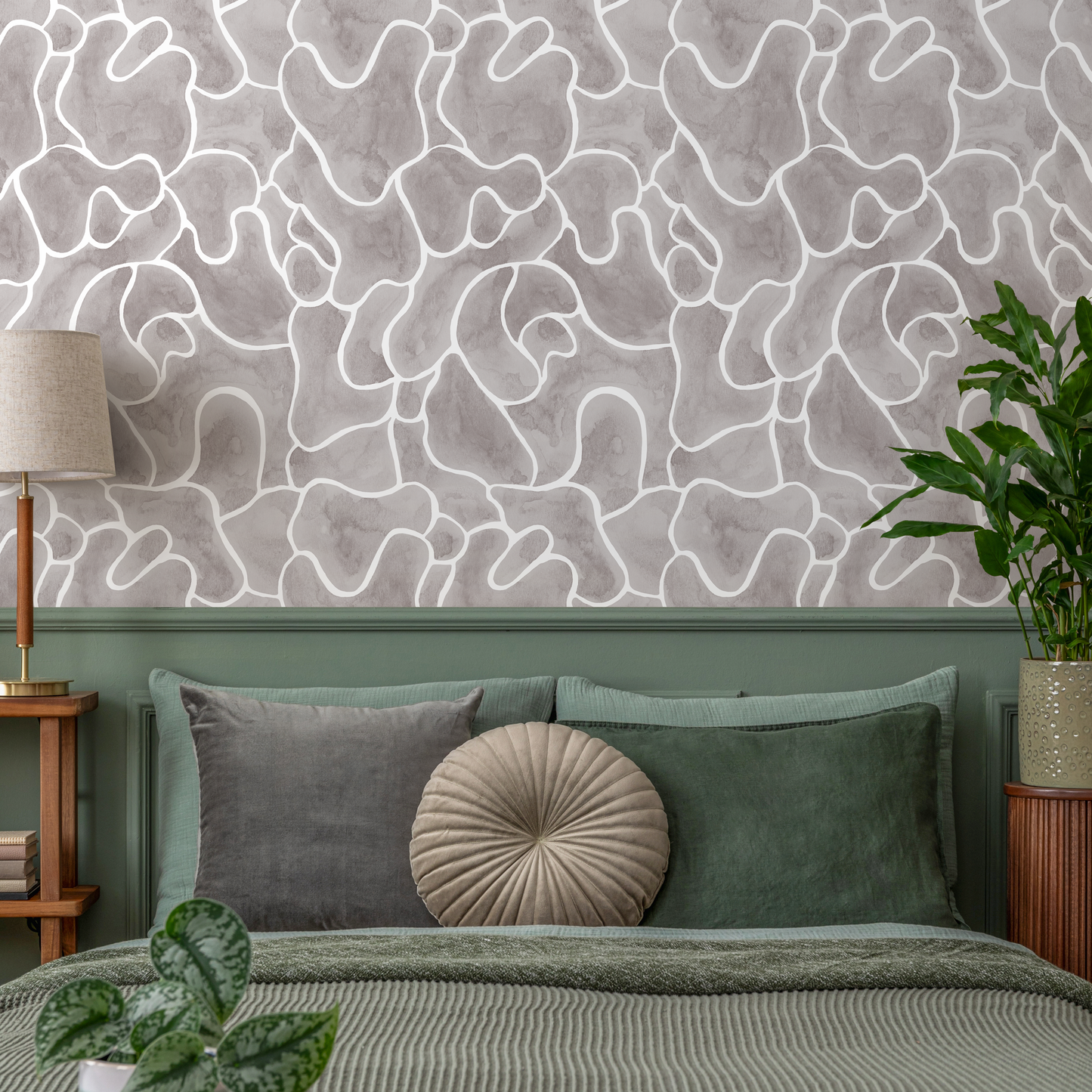 Gray Abstract Watercolor Wallpaper / Peel and Stick Wallpaper Removable Wallpaper Home Decor Wall Art Wall Decor Room Decor - C943