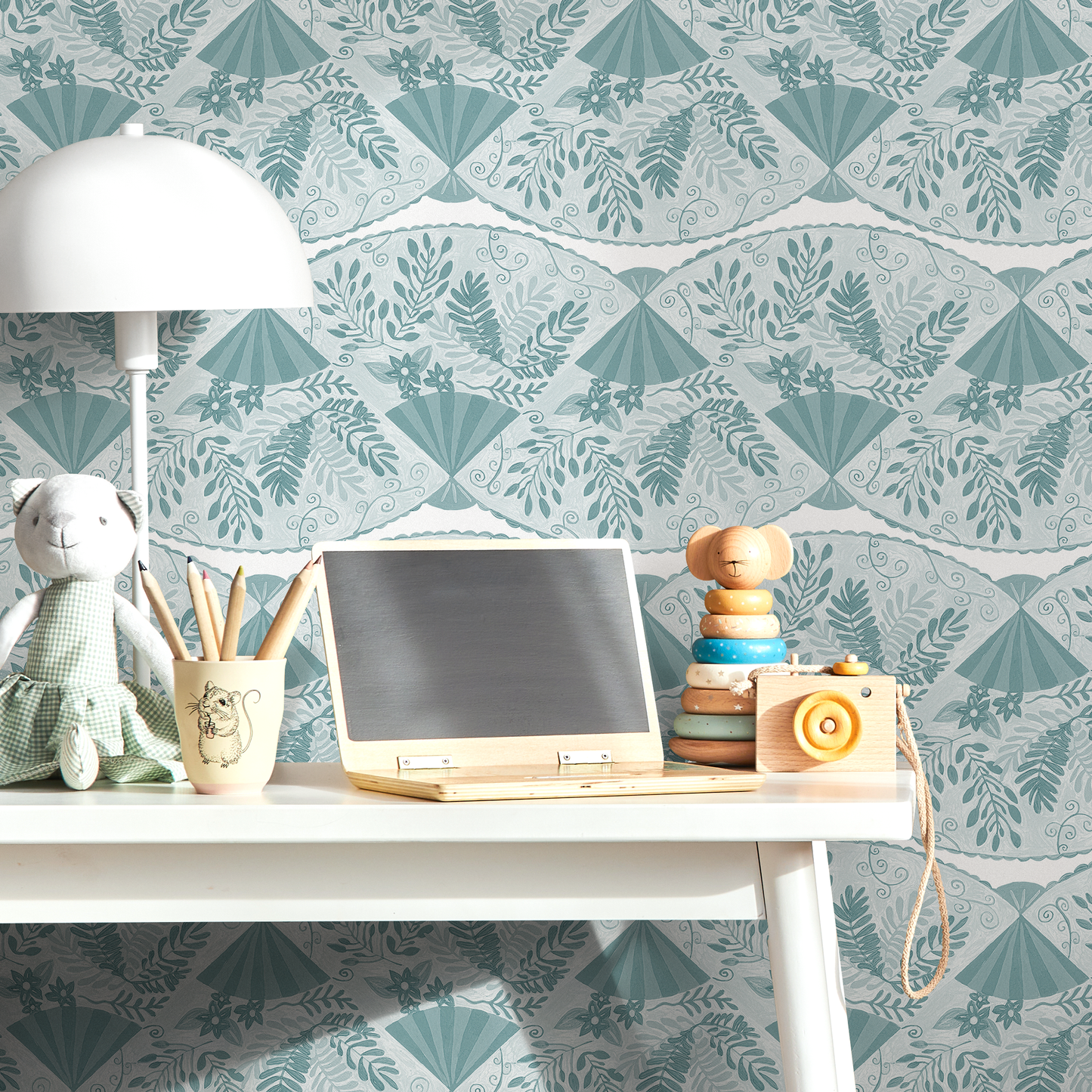 Light Blue Floral and Leaf Wallpaper / Peel and Stick Wallpaper Removable Wallpaper Home Decor Wall Art Wall Decor Room Decor - C946