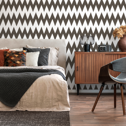 Brown Boho Chevron Wallpaper / Peel and Stick Wallpaper Removable Wallpaper Home Decor Wall Art Wall Decor Room Decor - C951