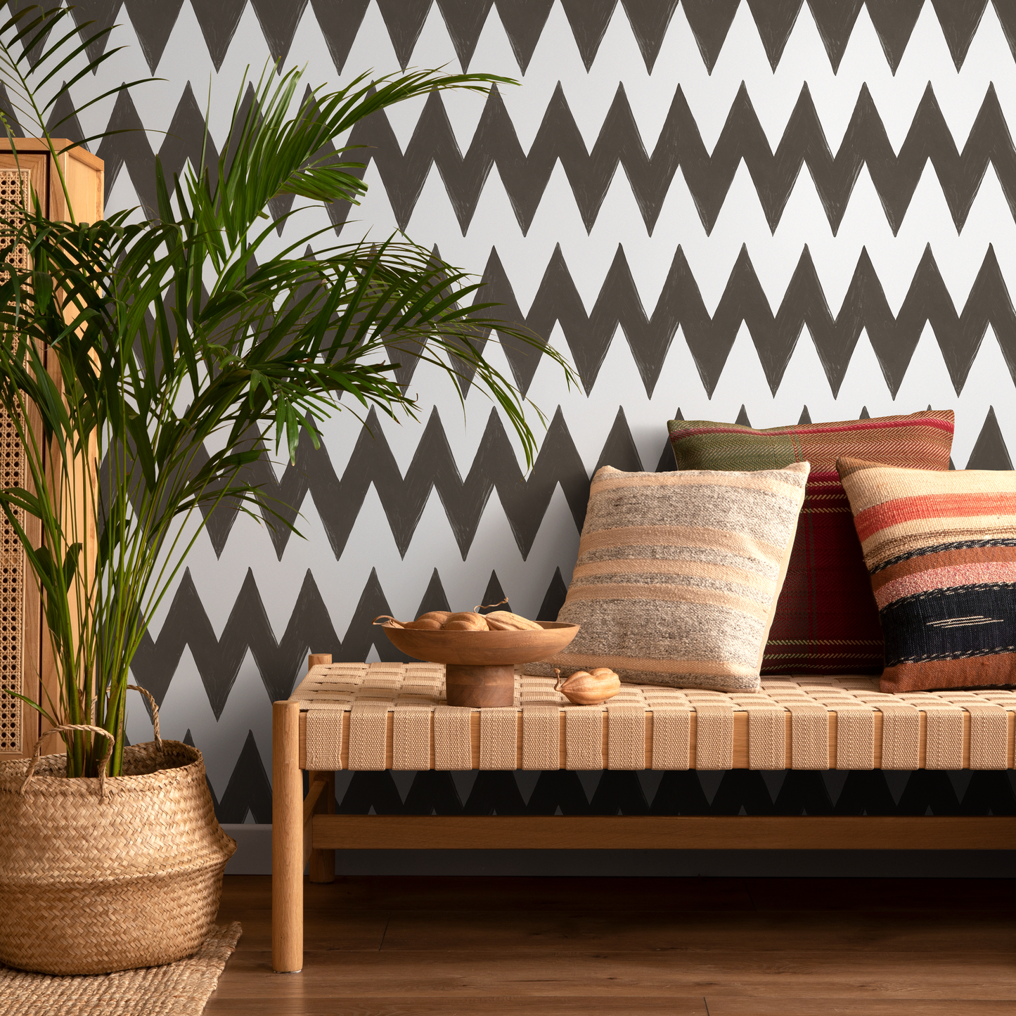 Brown Boho Chevron Wallpaper / Peel and Stick Wallpaper Removable Wallpaper Home Decor Wall Art Wall Decor Room Decor - C951