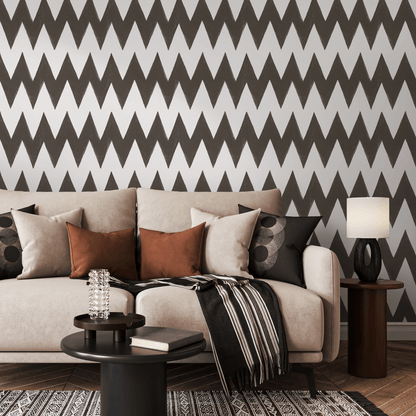 Brown Boho Chevron Wallpaper / Peel and Stick Wallpaper Removable Wallpaper Home Decor Wall Art Wall Decor Room Decor - C951