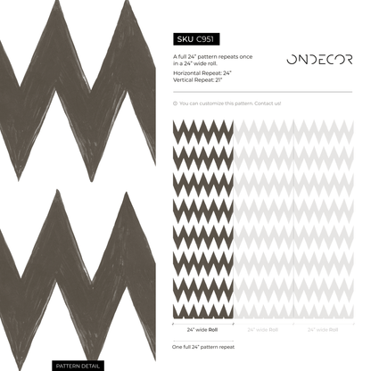 Brown Boho Chevron Wallpaper / Peel and Stick Wallpaper Removable Wallpaper Home Decor Wall Art Wall Decor Room Decor - C951