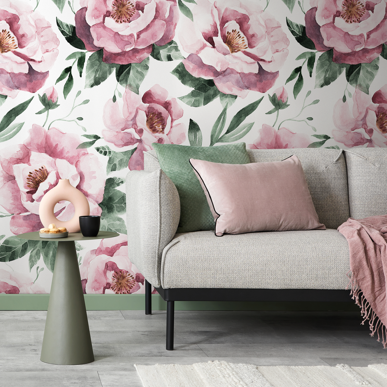 Vintage Roses Watercolor Wallpaper / Peel and Stick Wallpaper Removable Wallpaper Home Decor Wall Art Wall Decor Room Decor - C953 - ONDECOR.COM
