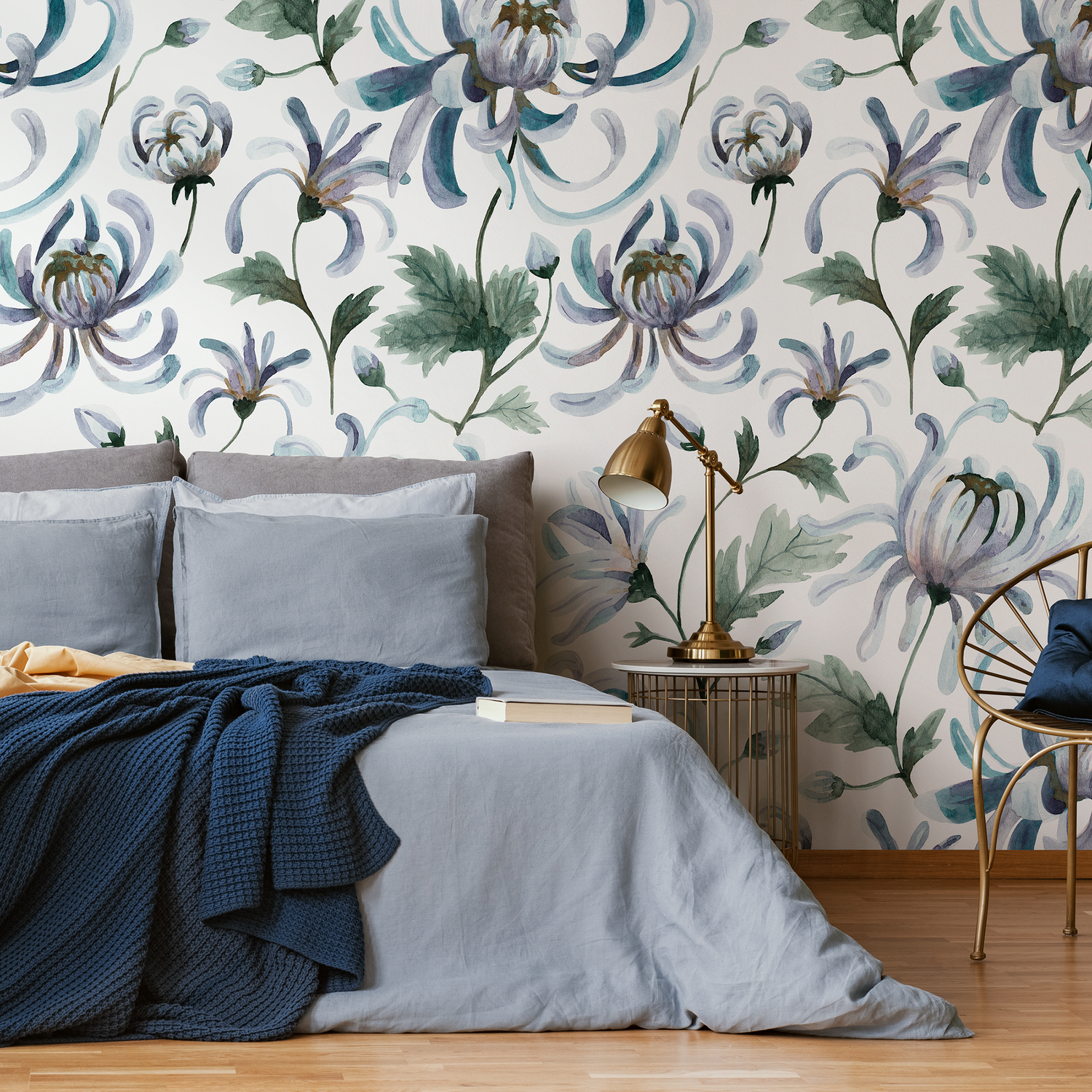 Papier peint vintage motif jardin floral / Papier peint autocollant amovible Décoration d'intérieur Art mural Décoration murale Décoration de chambre - C957