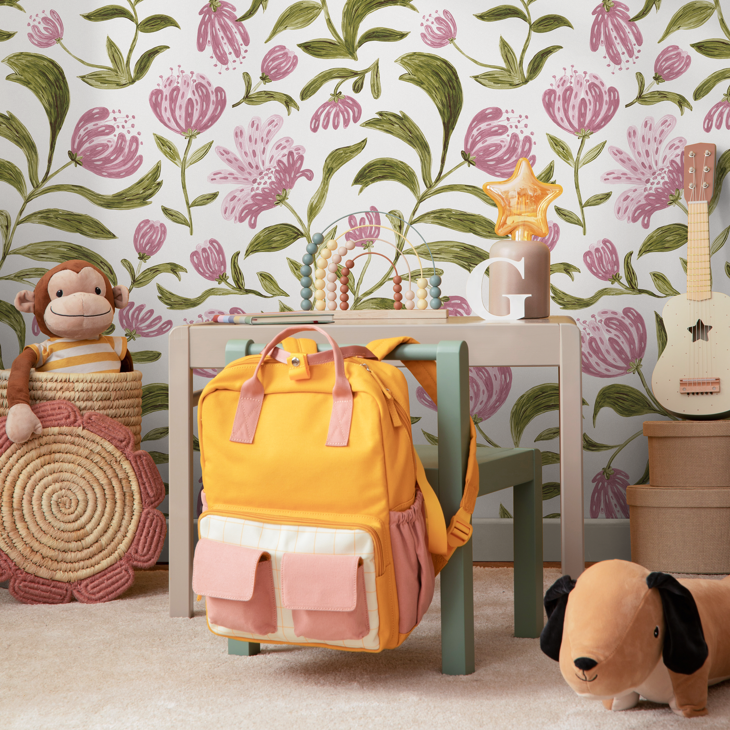 Papel pintado floral pintado a mano / Papel pintado autoadhesivo / Papel pintado extraíble / Decoración del hogar / Arte de pared / Decoración de habitación - C971