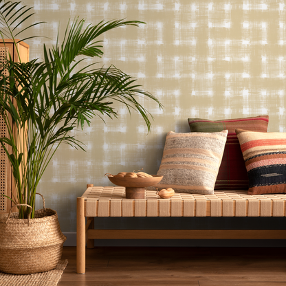 Boho Checkered Wallpaper / Peel and Stick Wallpaper Removable Wallpaper Home Decor Wall Art Wall Decor Room Decor - C977