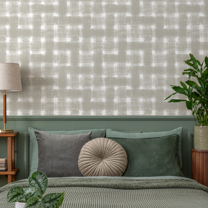 Gray Checkered Wallpaper / Peel and Stick Wallpaper Removable Wallpaper Home Decor Wall Art Wall Decor Room Decor - C978