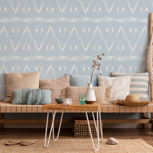 Light Blue Boho Wallpaper / Peel and Stick Wallpaper Removable Wallpaper Home Decor Wall Art Wall Decor Room Decor - C989