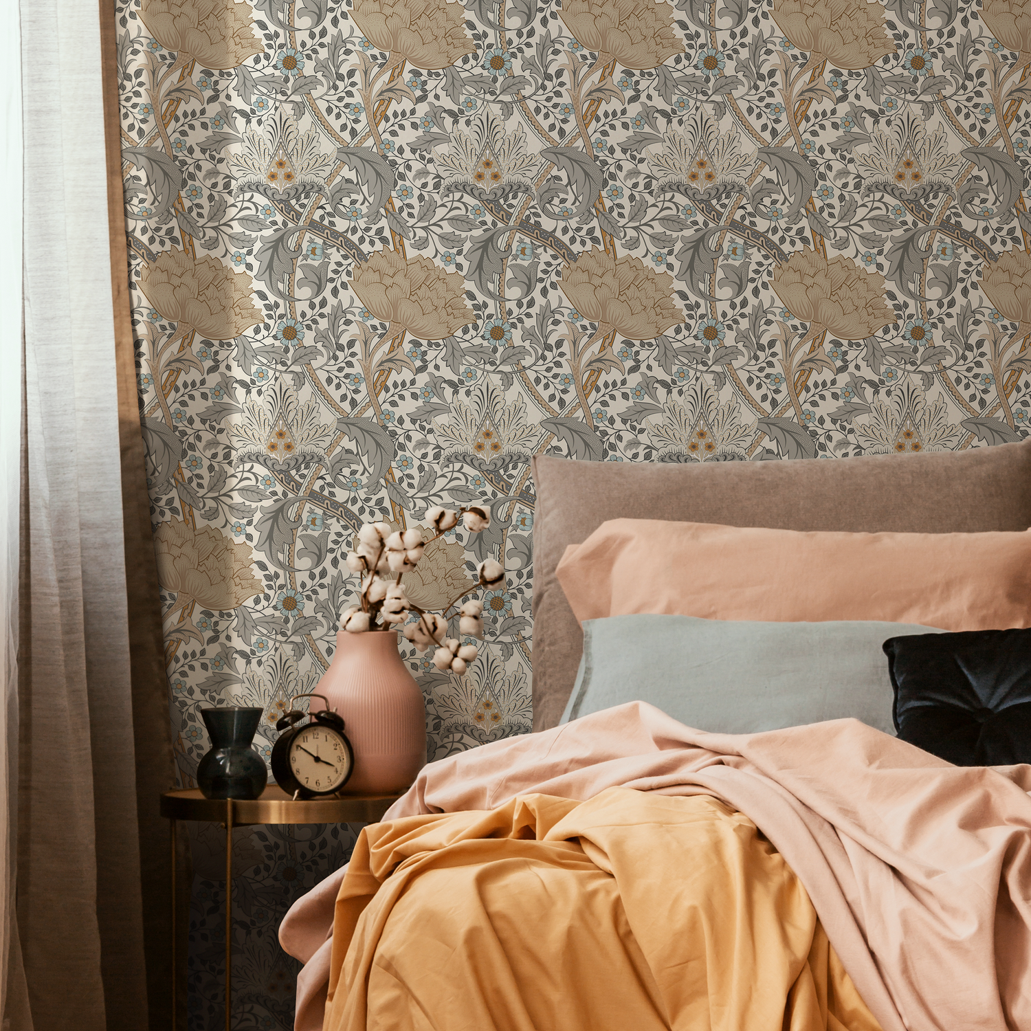 Floral Art Nouveau Wallpaper  /  Peel and Stick Wallpaper Removable Wallpaper Home Decor Wall Art Wall Decor Room Decor - C992 - ONDECOR.COM