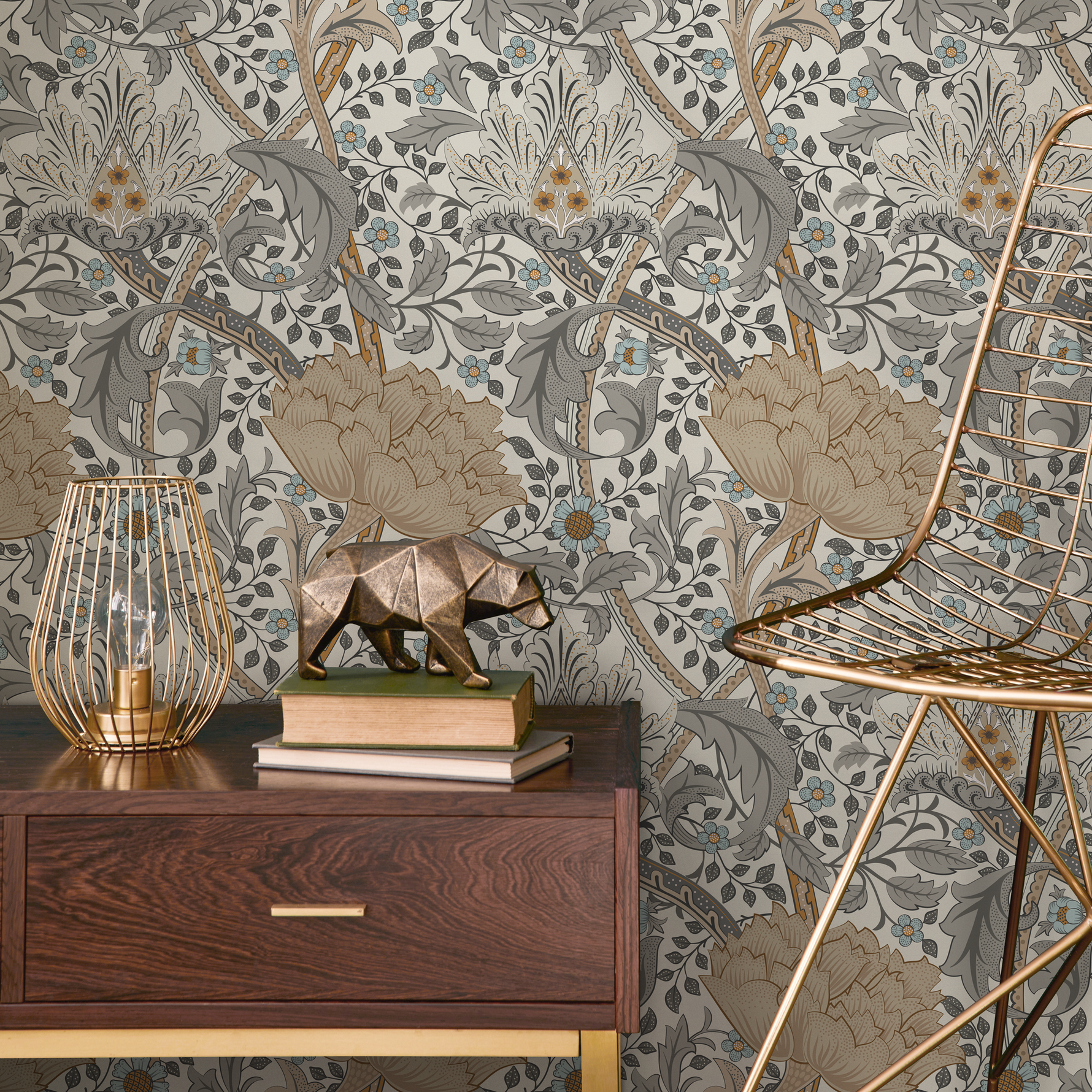 Floral Art Nouveau Wallpaper  /  Peel and Stick Wallpaper Removable Wallpaper Home Decor Wall Art Wall Decor Room Decor - C992 - ONDECOR.COM