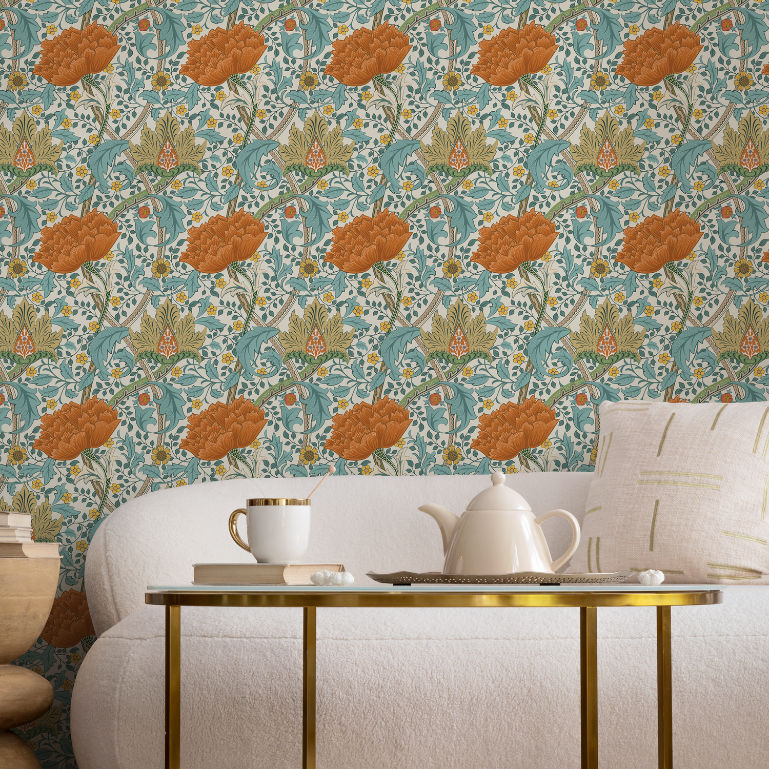 Papier peint floral William Morris / Papier peint autocollant Papier peint amovible Décoration d'intérieur Art mural Décoration murale Décoration de chambre - C993